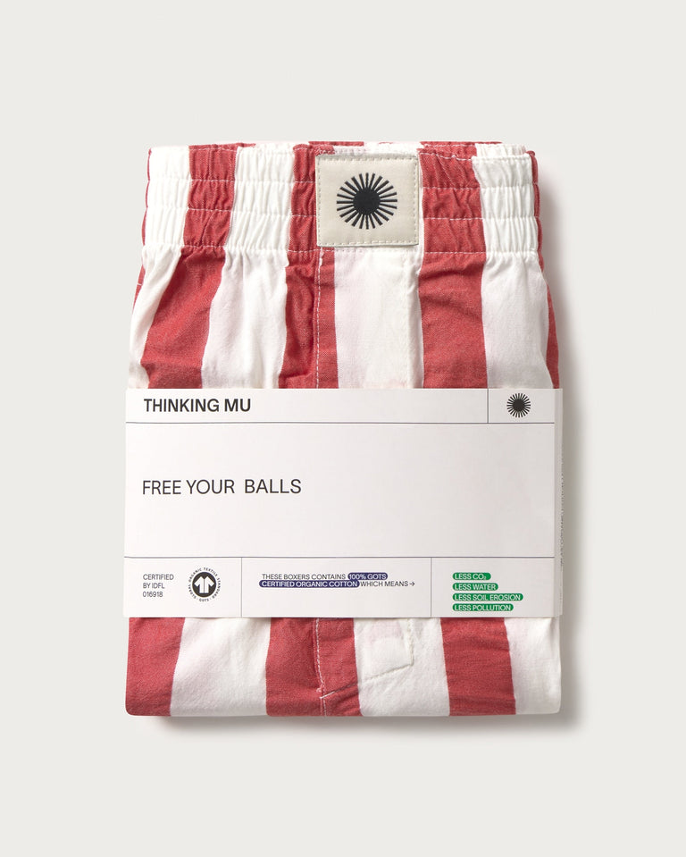 Not Red Boxer Red Striped Boxer | Sustainable Clothing Men | Thinking Mu – THINKING ...