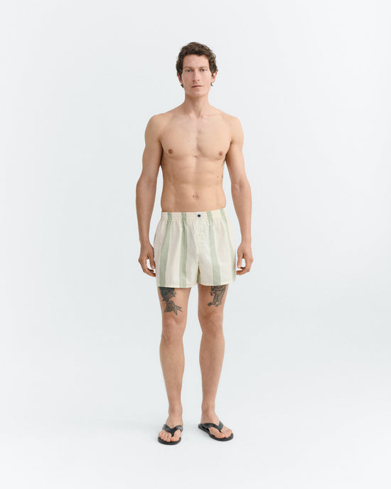 Boxer popelin rayas verde sostenible - 1