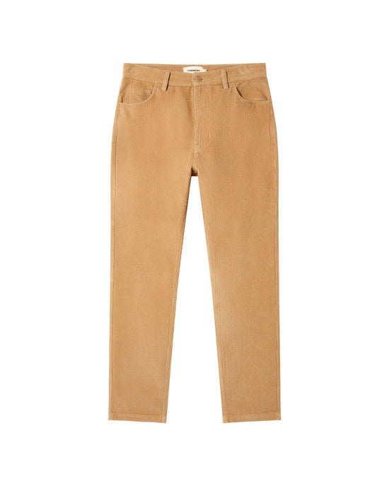 Pantalón beige pana 5 pockets sostenible - silueta 2