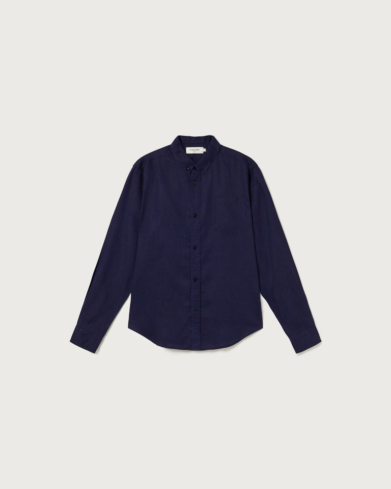Camisa navy Hemp Ant sostenible - silueta 1