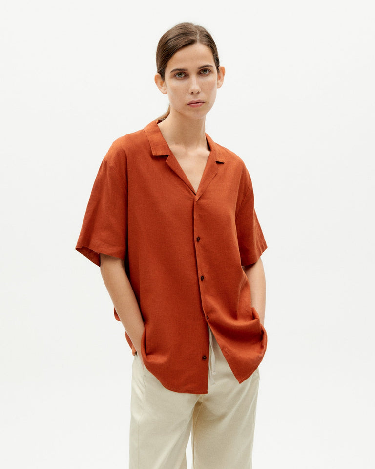 Camisa roja hemp Jules unisex sostenible -2