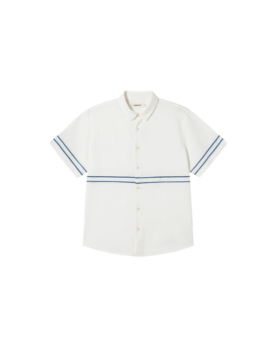 Tom blue embroidered white shirt