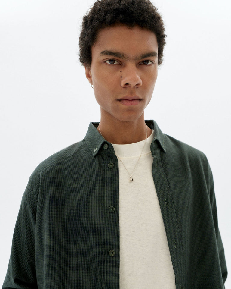 Camisa verde oscuro microchecks Ant sostenible - 3