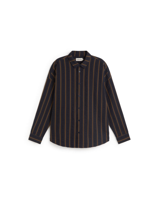 Camisa oversize seersucker rayas Haru sostenible silueta - 1