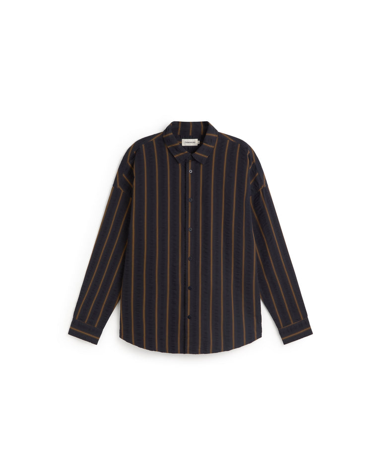 Camisa oversize seersucker rayas Haru sostenible silueta - 1