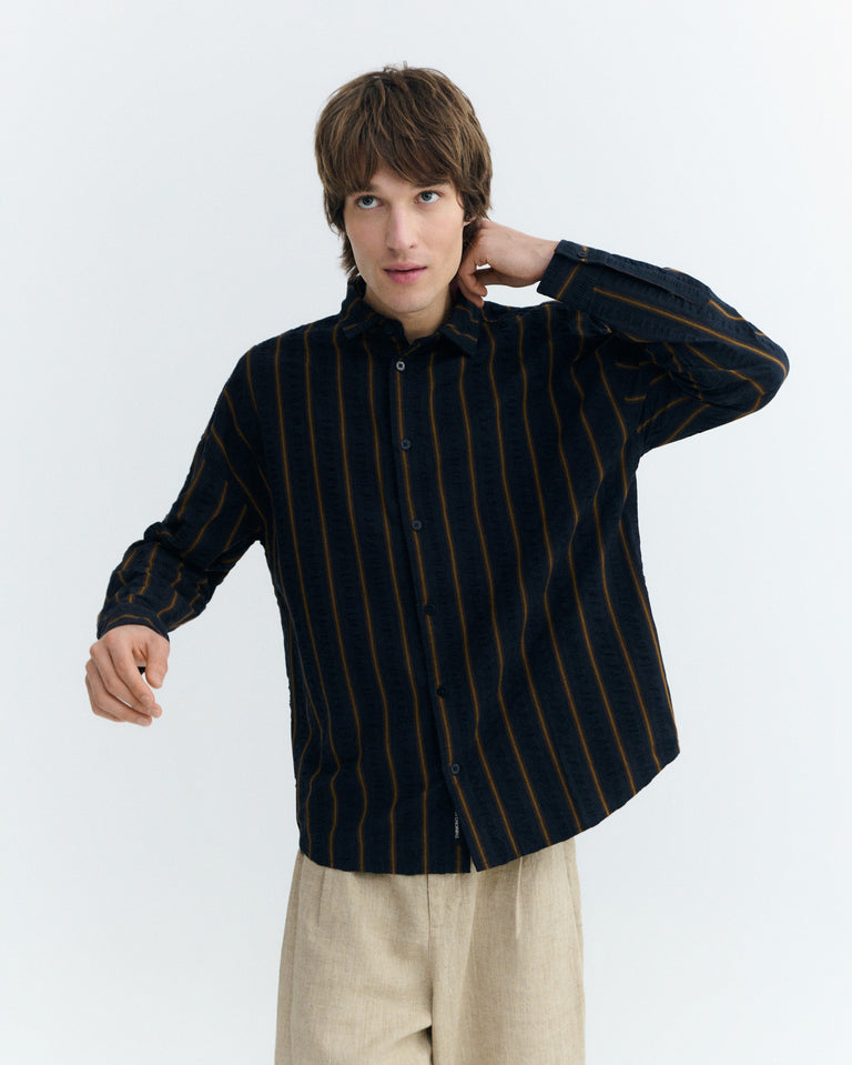 Camisa oversize seersucker rayas Haru sostenible - 3