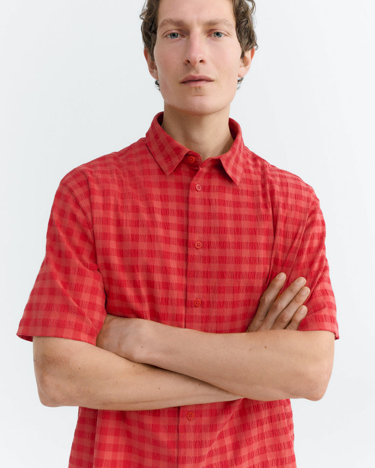Camisa seersucker roja Paddy sostenible - 3