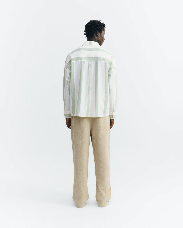 Camisa popelin rayas verde Jim sostenible - 4