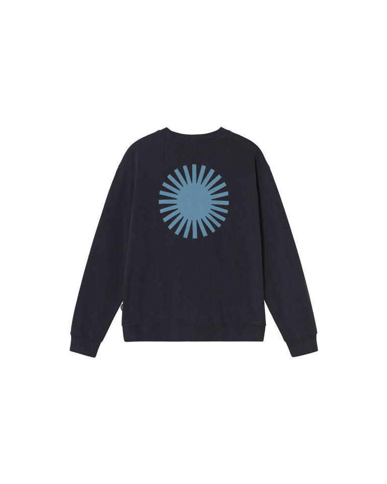 Sudadera navy sol espalda azul Leon sostenible silueta - 2