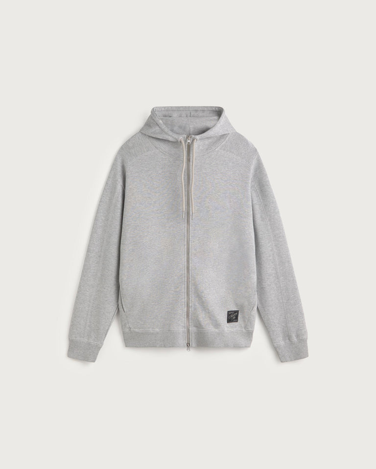 Sudadera gris sol verde espalda Garfu sostenible silueta - 1