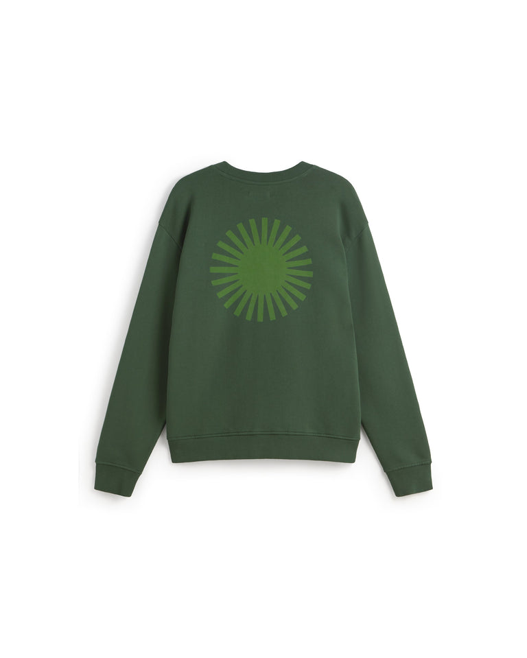 Sudadera verde sol verde espalda Leon sostenible silueta - 2