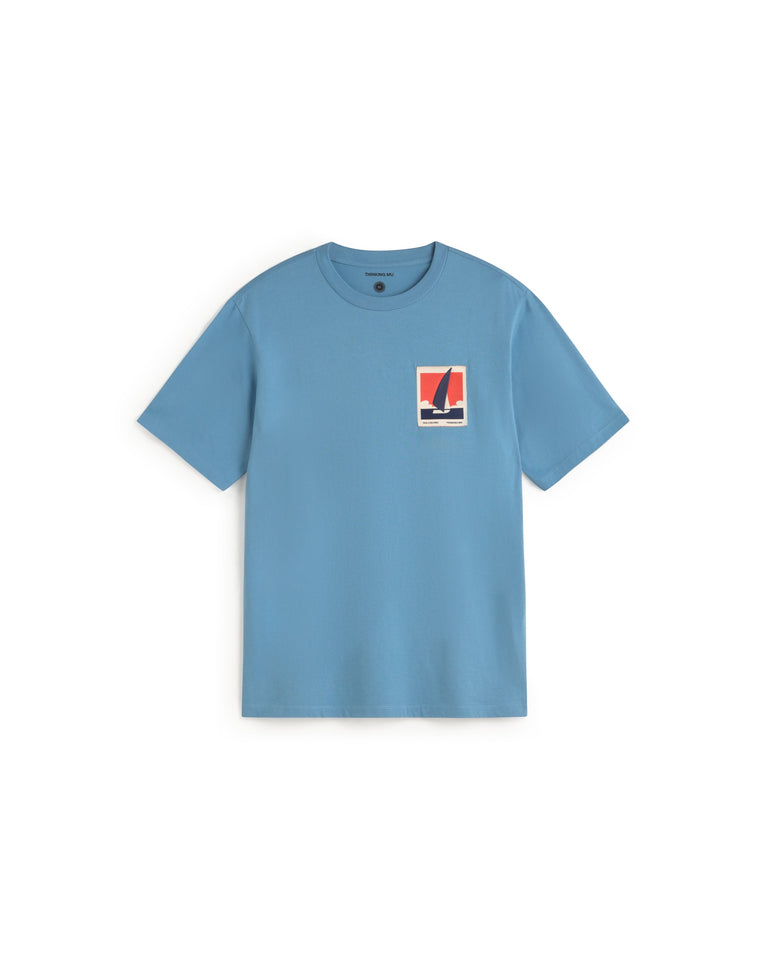 Camiseta azul patched optimist Zach sostenible silueta - 1