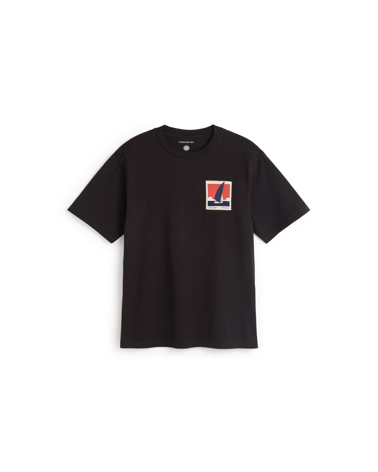 Camiseta negra patched optimist Zach sostenible silueta - 1