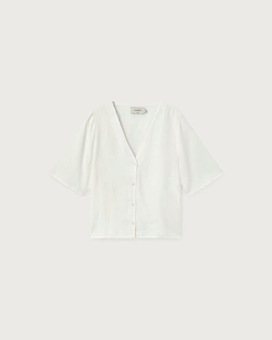 Blusa blanca hemp Libelula sostenible  - silueta 1