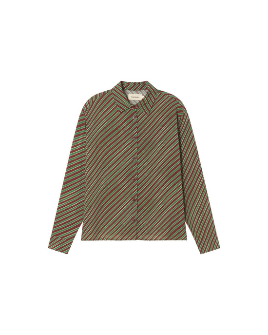 Blusa marrón rayas diagonal Kati sostenible - silueta 1