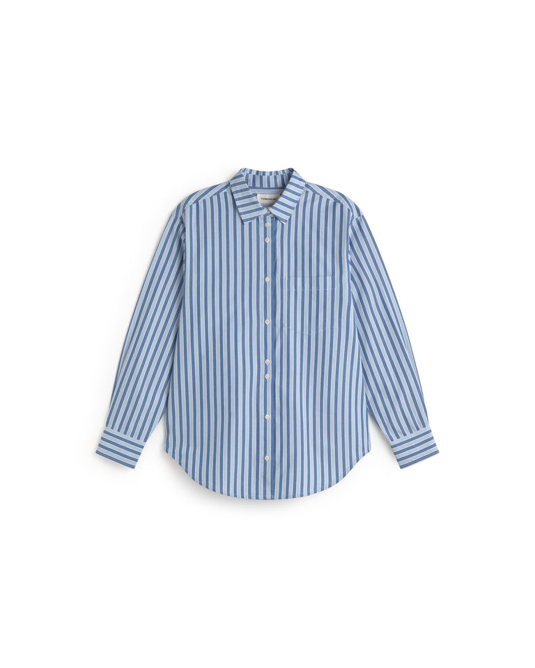 Camisa oversize rayas azul Odelia sostenible silueta - 1