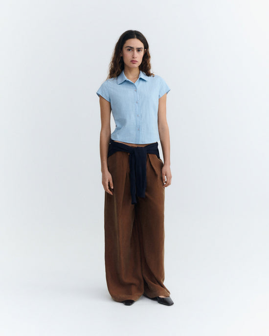 Blusa slim popcorn azul Kitty sostenible - 1