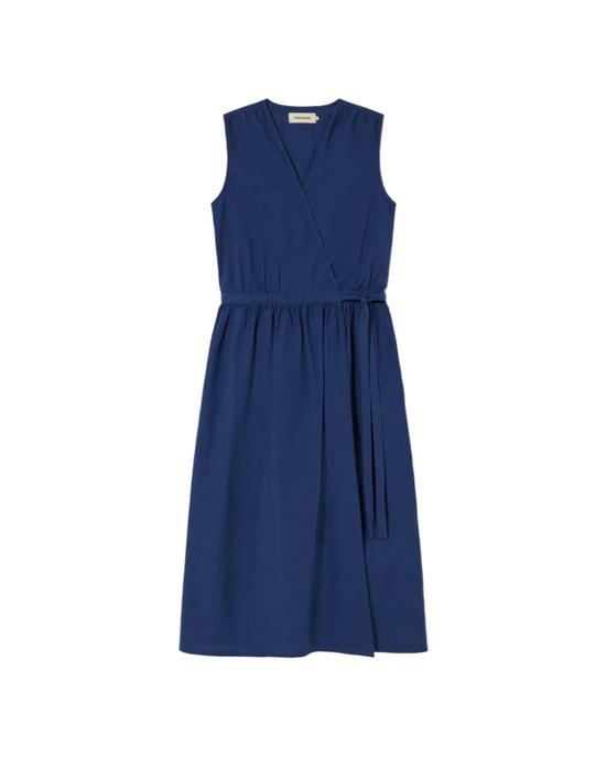 Navy seersucker dress Poppy