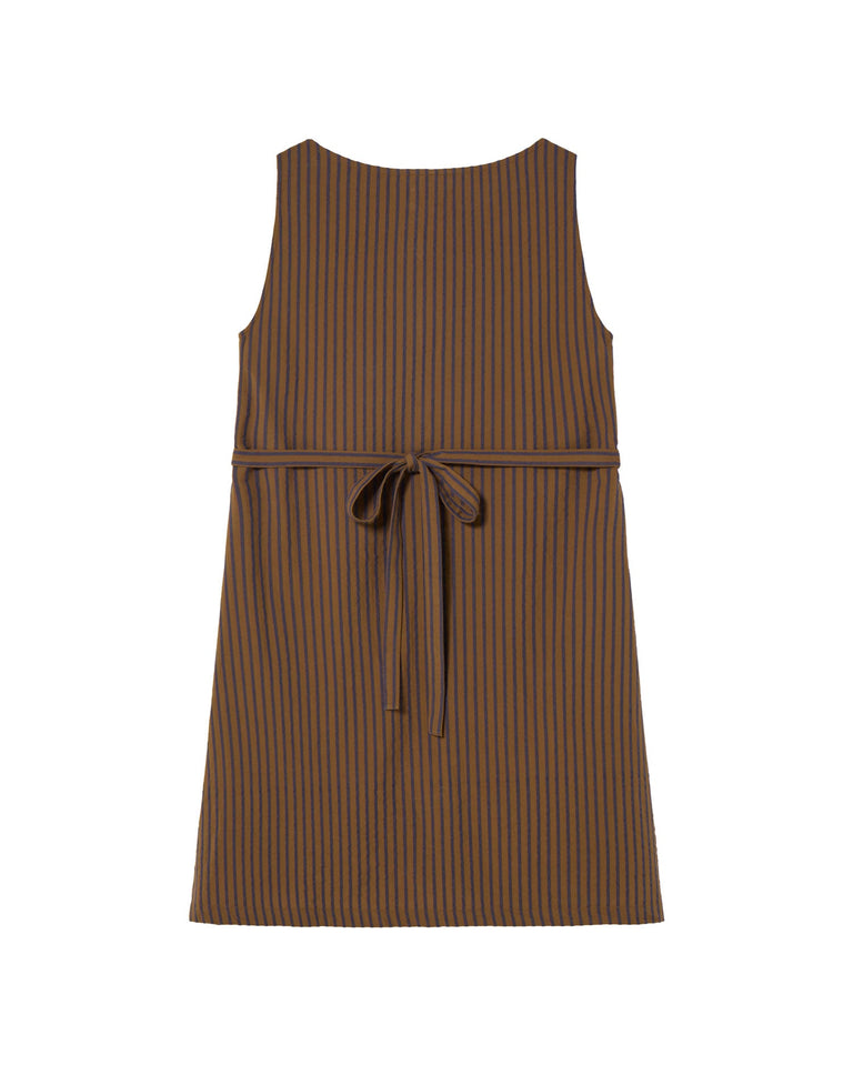 Vestido marrón rayas Cecile sostenible-silueta-2