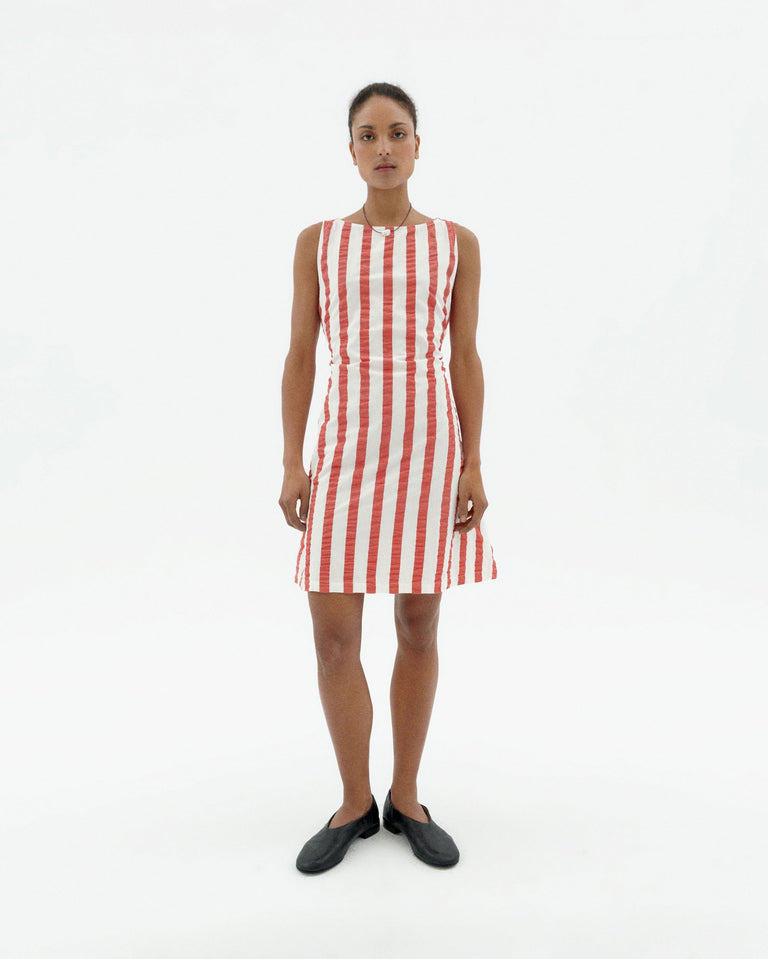 Vestido rayas rojas Cecile sostenible-1