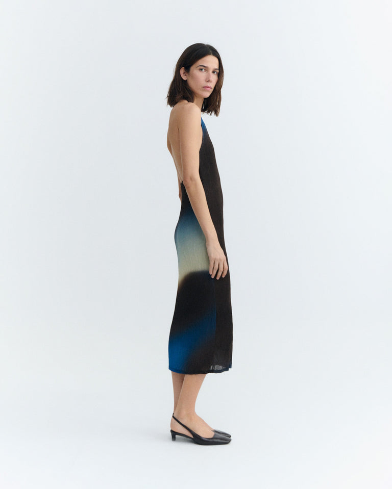 Vestido midi plisado marrón glass Miriam sostenible - 3