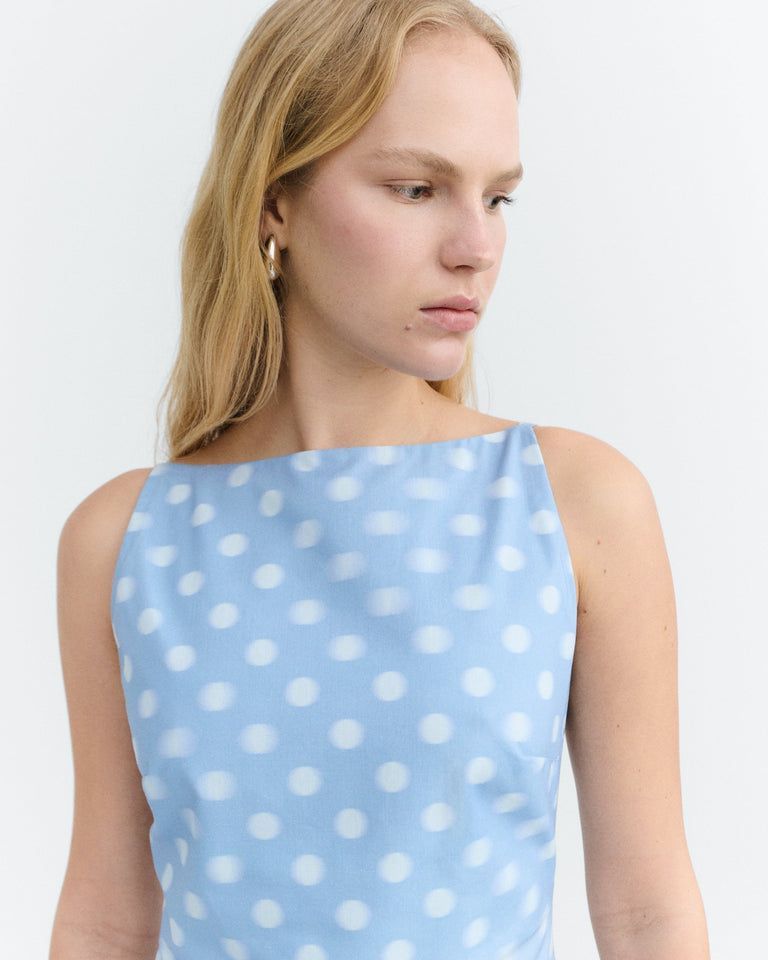 Vestido largo lunares azul Sunniva sostenible - 3