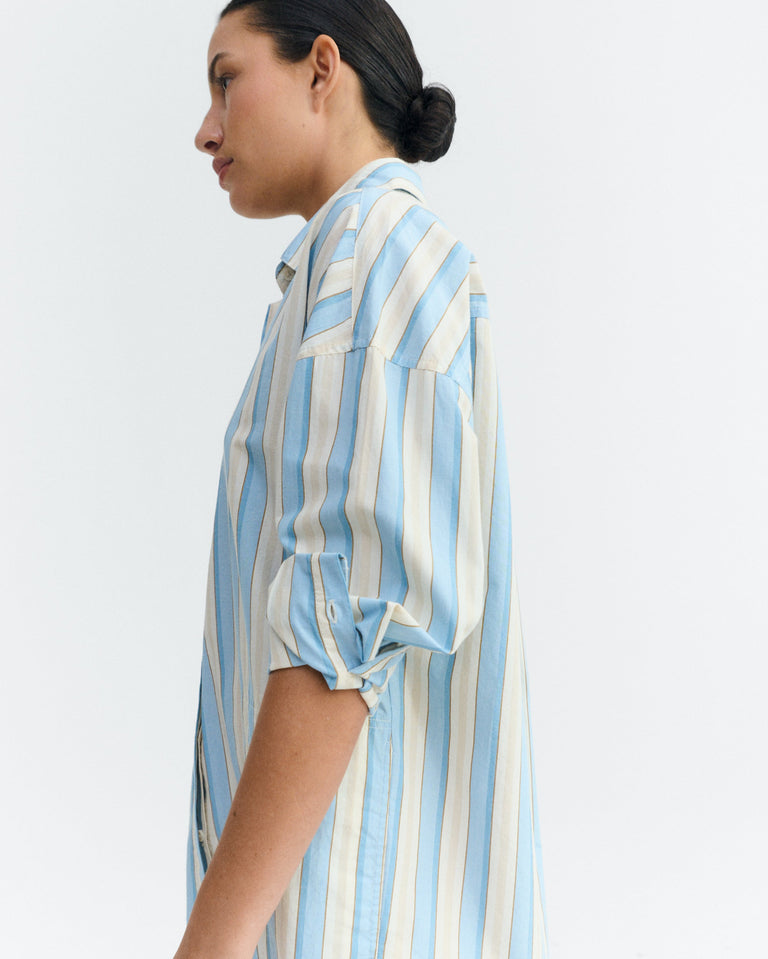 Vestido camisero corto rayas Aurel sostenible - 4
