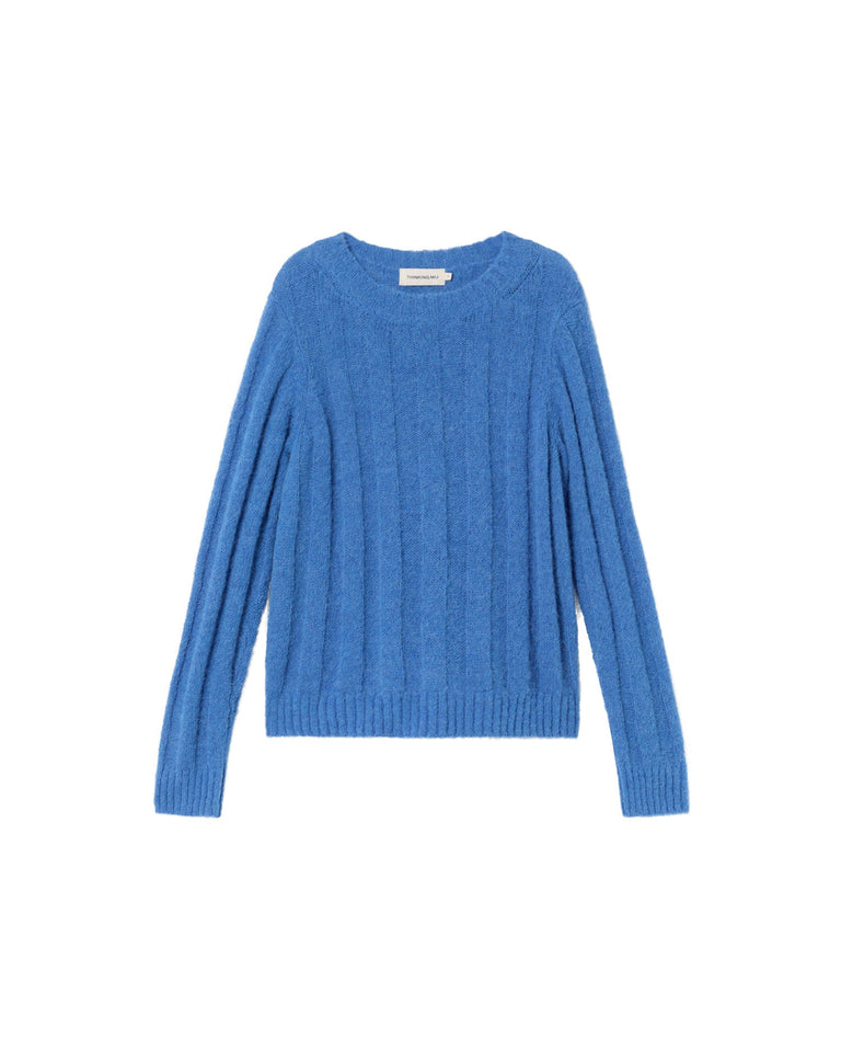 Jersey azul lana alpaca Layan sostenible - silueta 1