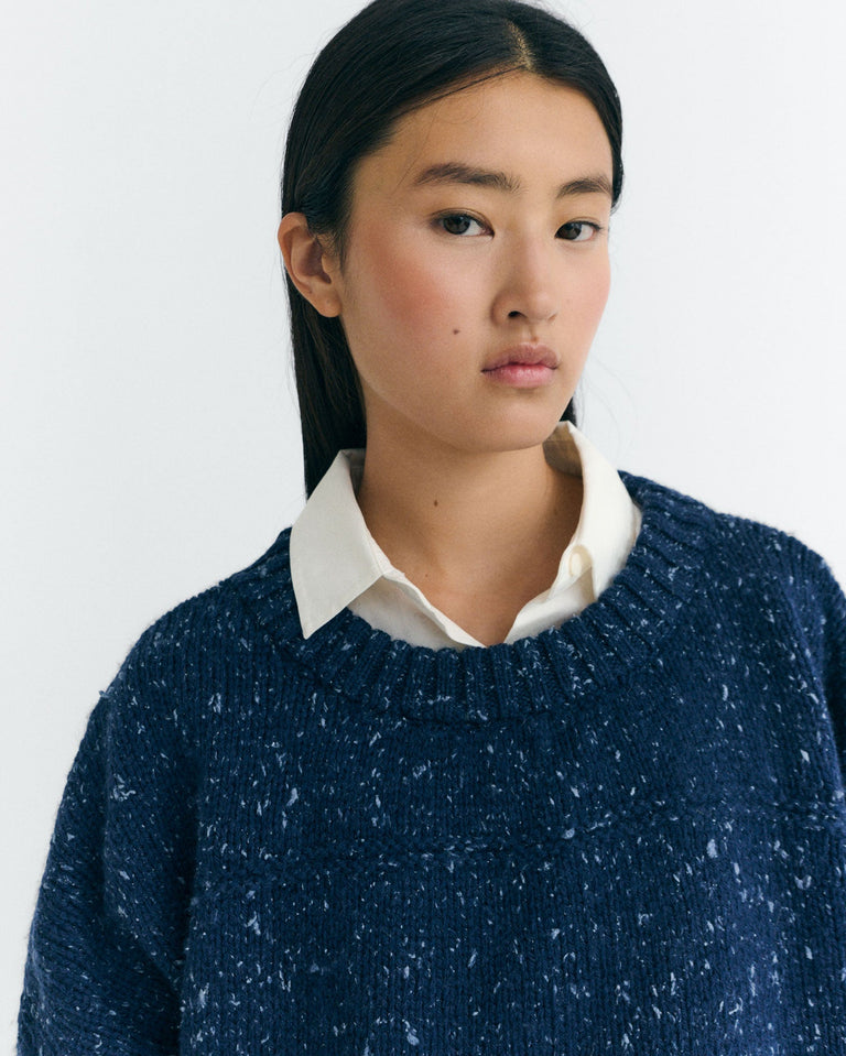 Jersey oversize lana merino azul Liza sostenible - 3