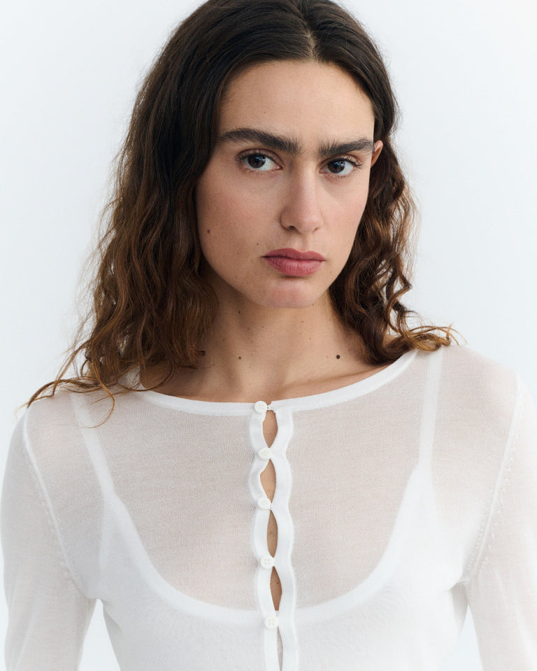 Cardigan punto crudo transparente Manon sostenible - 4