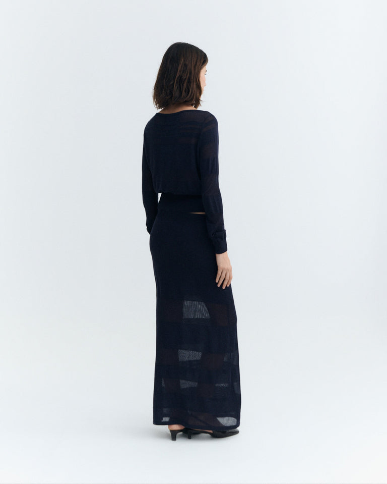 Jersey rayas semitransparente navy Raven sostenible - 4