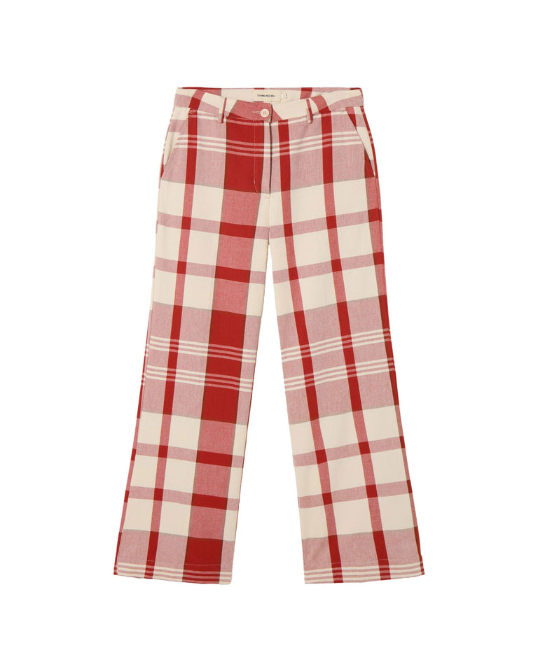 Pantalón rojo cuadros picnic Hermione sostenible-silueta-1