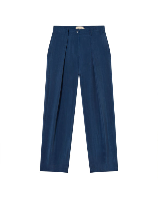 Pantalón azul cupro Cirila sostenible - silueta 1