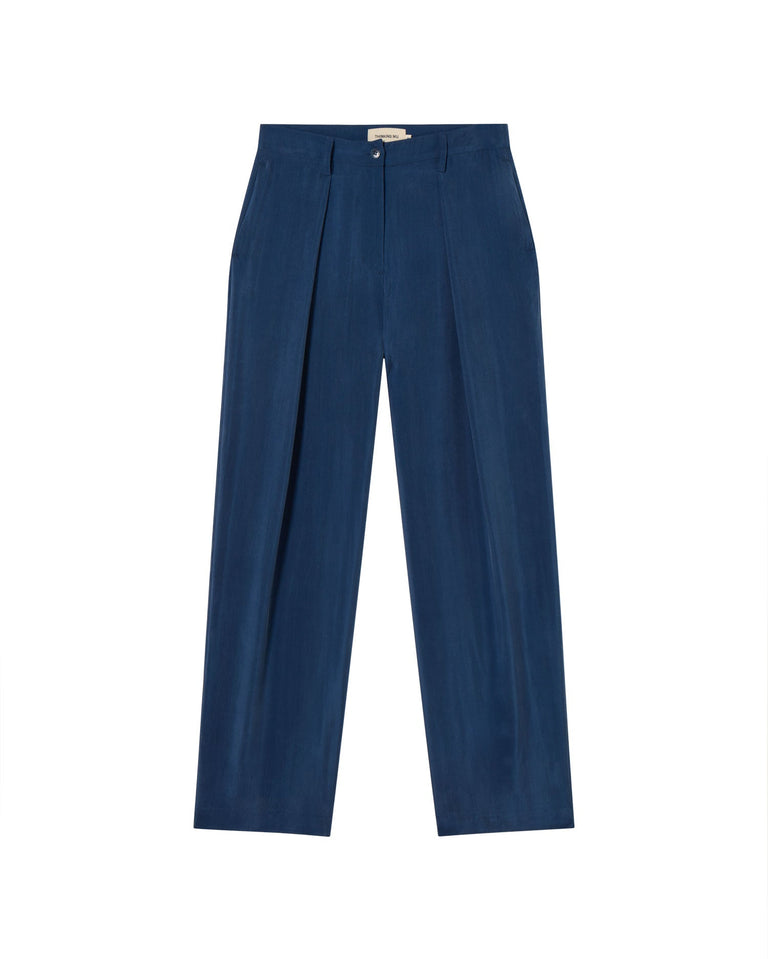 Pantalón azul cupro Cirila sostenible - silueta 1