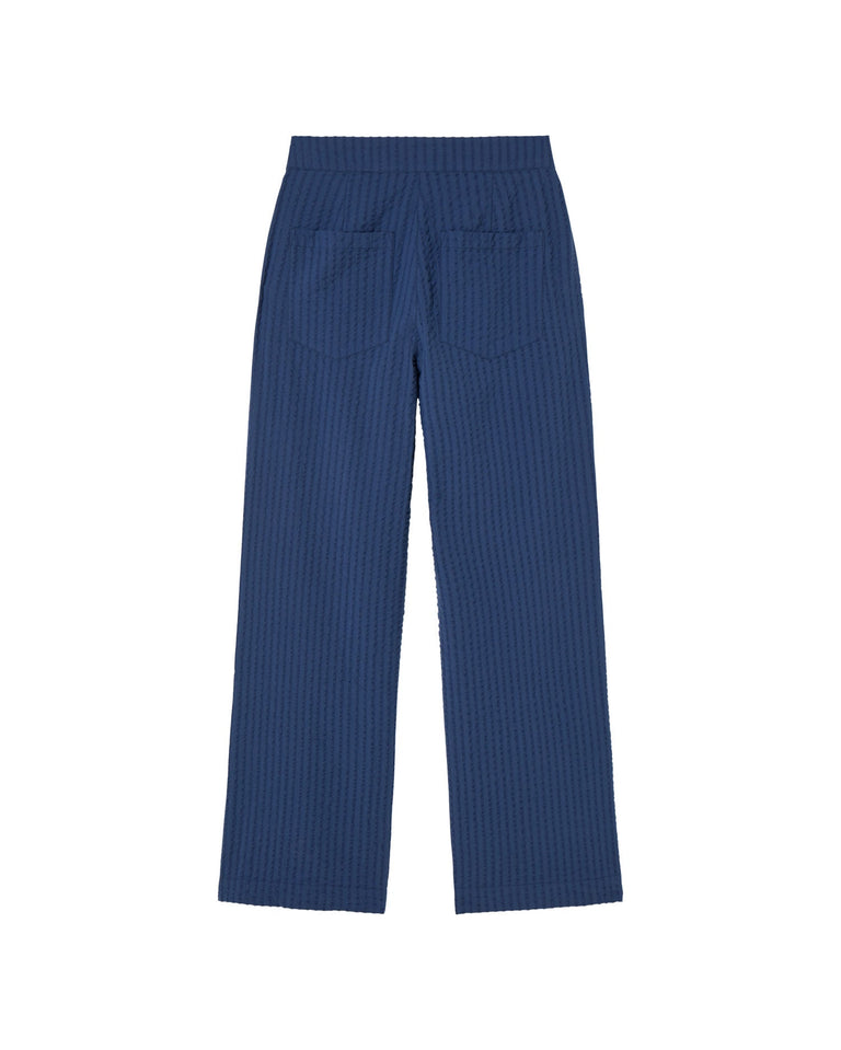 Pantalón azul seersucker Manolita sostenible - silueta 2