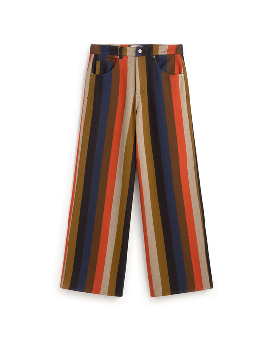 Pantalón wide leg rayas naranja burnley Hedda sostenible silueta - 1