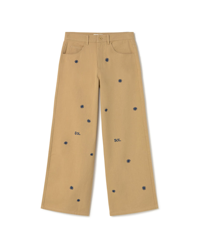 Pantalón beige sol chain Hedda sostenible- silueta 1