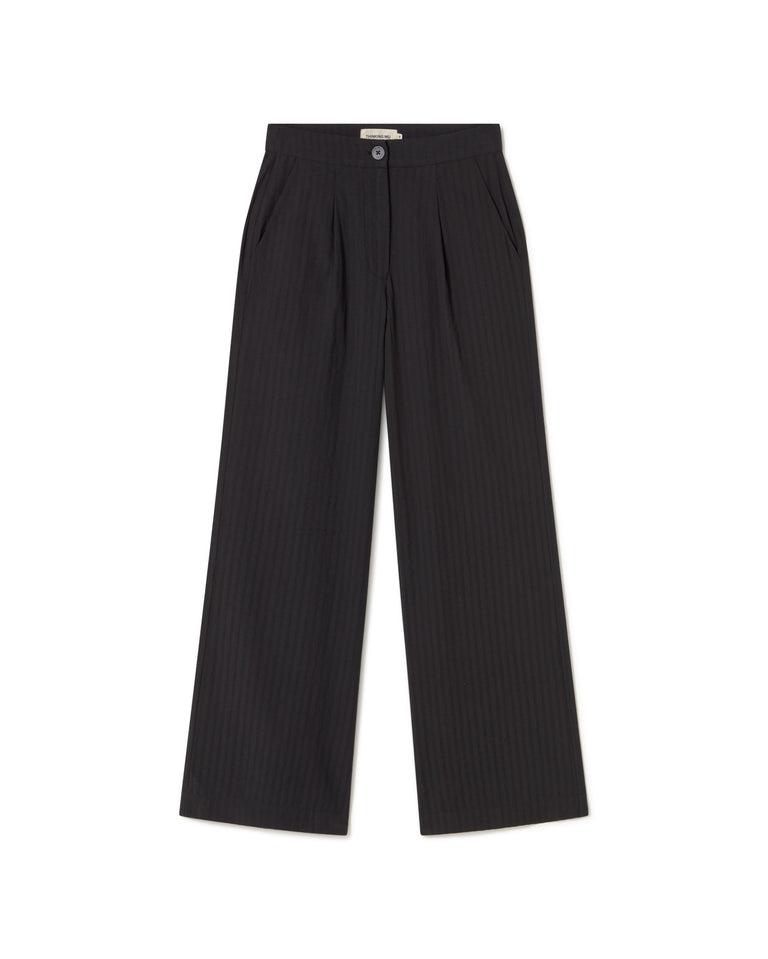 Pantalón negro seersucker Manolita sostenible - silueta 1