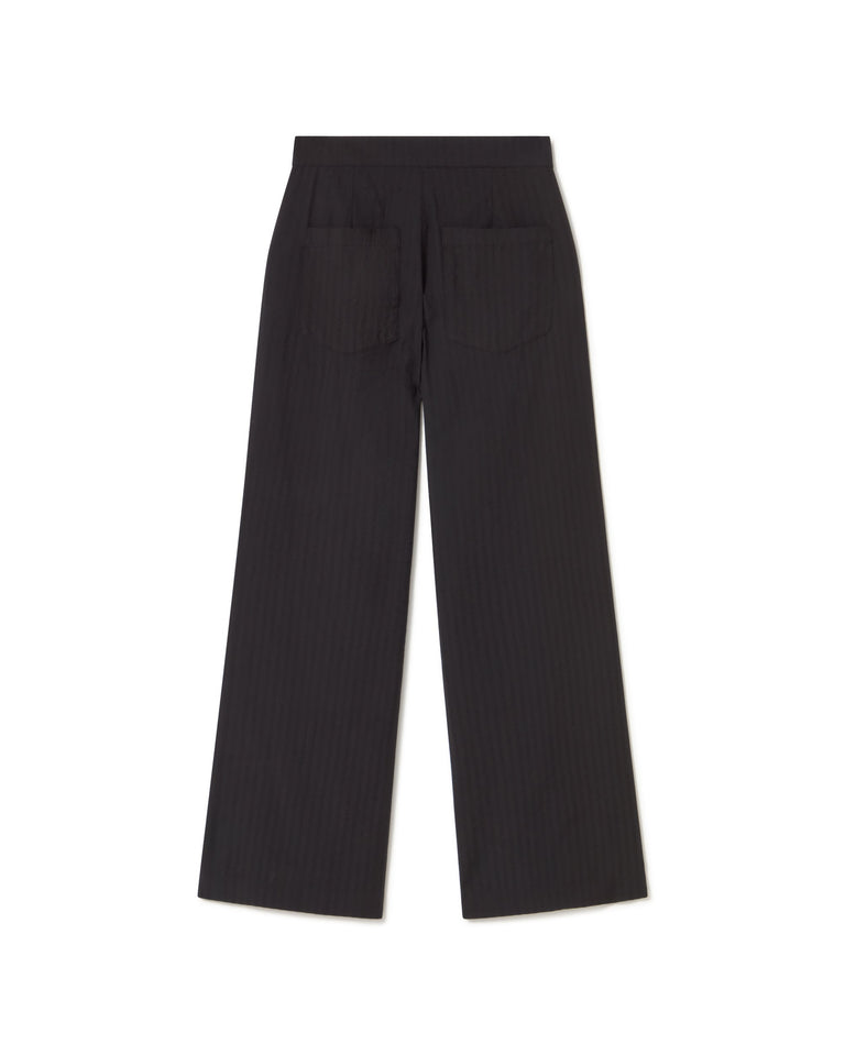 Pantalón negro seersucker Manolita sostenible - silueta 3