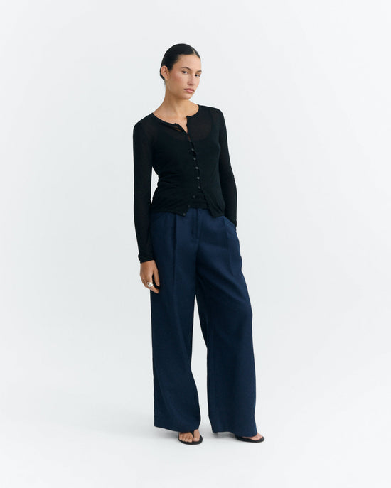 Pantalón wide leg azul hemp Molly sostenible - 1