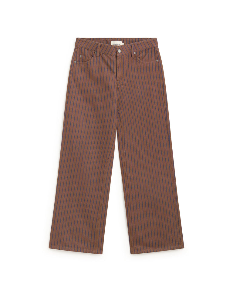 Pantalón tiro bajo rayas tinte natural marrón Kettan sostenible silueta - 1