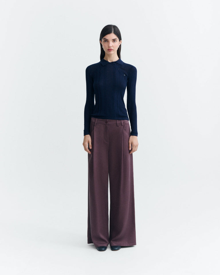 Pantalón wide leg pinza rojo Molly sostenible - 1