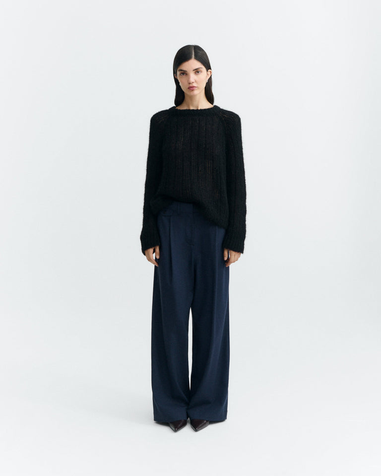 Pantalón wide leg lana fría navy Pat sostenible - 1