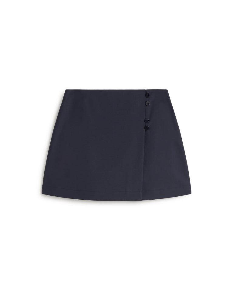 Falda mini lana fría navy Tania sostenible silueta - 1