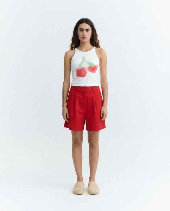 Red pleated bermuda shorts Lia