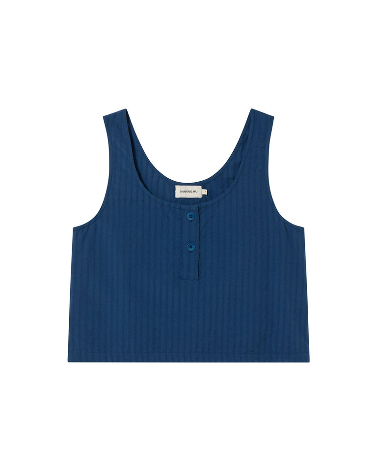 Top azul seersucker Justine sostenible-silueta-1