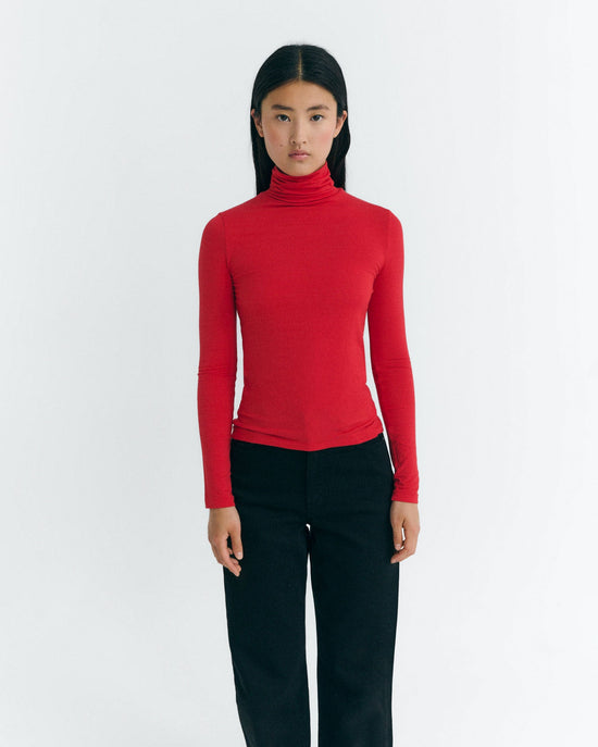 Top cuello alto rojo cashmere Noe sostenible - 1