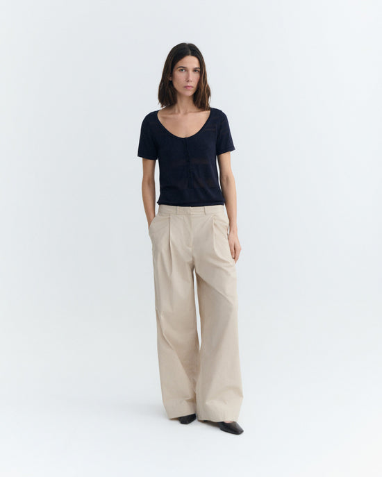 Top rayas semitransparente navy Ash sostenible - 1