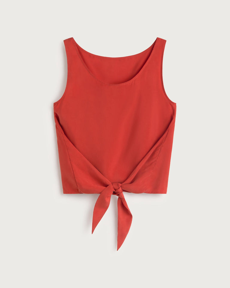Top rojo lazo cupro Solea sostenible silueta - 3