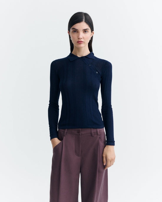 Top punto navy cashmere Dante sostenible - 2